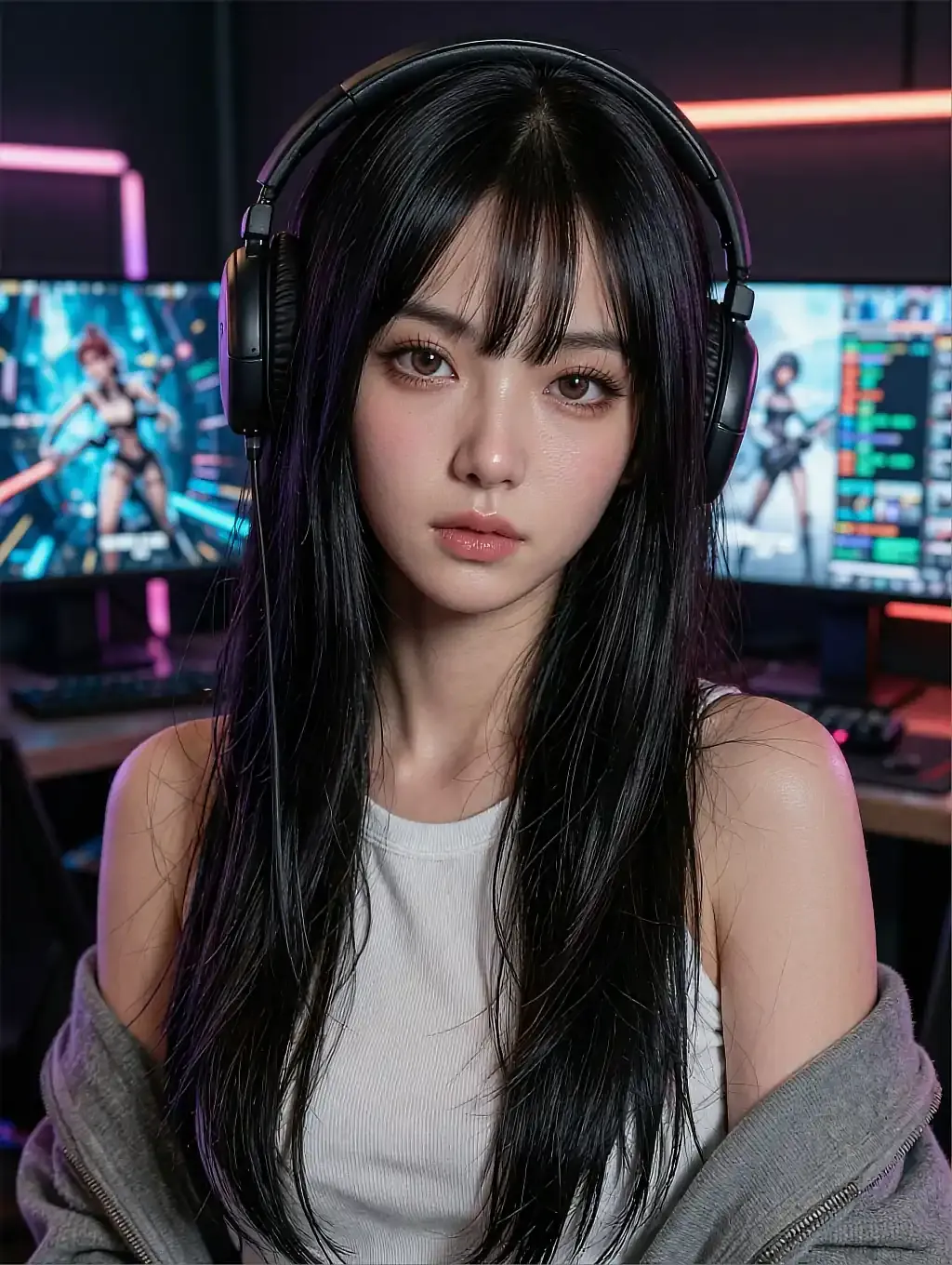 Fictional AI character on the instant chat page, half turned toward the lens